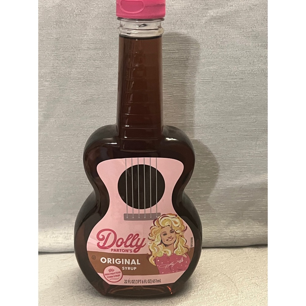 Dolly Parton Original Syrup Guitar Shaped Bottle 22 fl oz Collectible Pink Label